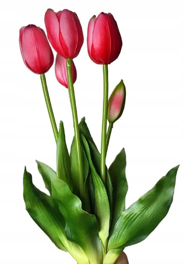 Silikonegummi tulipaner 40 cm 5 stk naturtro hvide