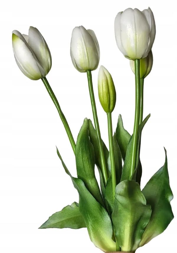 Silikonegummi tulipaner 40 cm 5 stk naturtro hvide