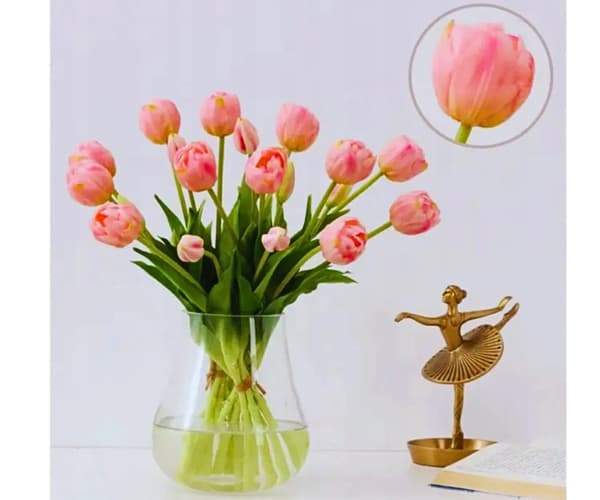 Silikonegummi tulipaner 40 cm 5 stk rød-orange som om de er i live