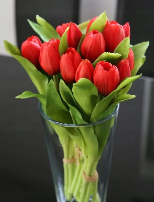 Silikonegummi tulipaner 40 cm 5 stk rød-orange som om de er i live