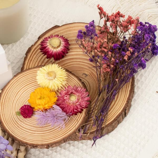 Lille tørret blomsterdekoration med papkasse – tørrede blomster til håndarbejde, harpikshåndværk, lykønskningskort og scrapbog