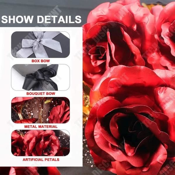 TD® Rose Bukett 2 Guldblad till flickvän Hustru Imitation Gold Eternal Roses Alla hjärtans dag present