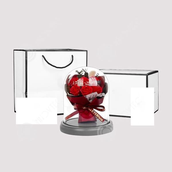 INN® Tvål Rose Blomma Liten bukett Färdigt glaslock Presentförpackning Alla hjärtans dag Semesterpresent present till flickvän