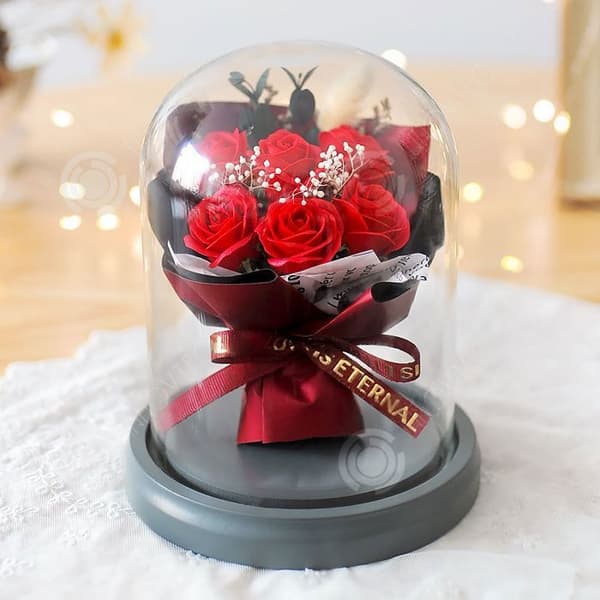 INN® Tvål Rose Blomma Liten bukett Färdigt glaslock Presentförpackning Alla hjärtans dag Semesterpresent present till flickvän
