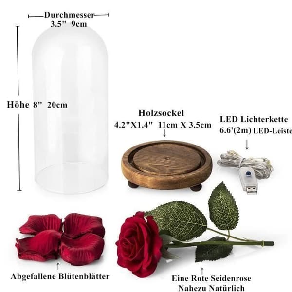 Eternal Rose och LED-ljus "Beauty and the Beast"