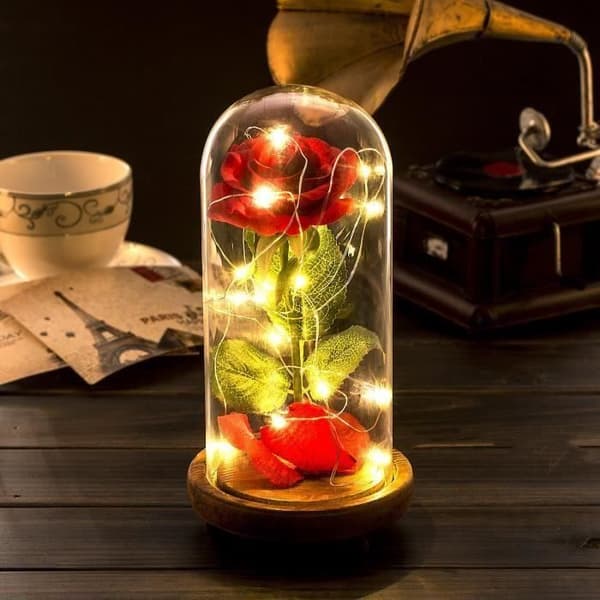 Eternal Rose och LED-ljus "Beauty and the Beast"