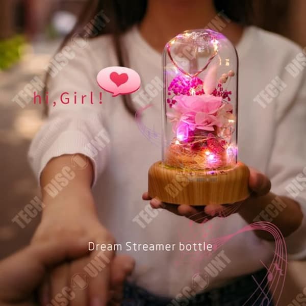 TD® Eternal Flower Gravid klocka Bluetooth LED-dekoration Rose USB Lamp Skrivbord Romantisk presentidé Högtalare Nattljud