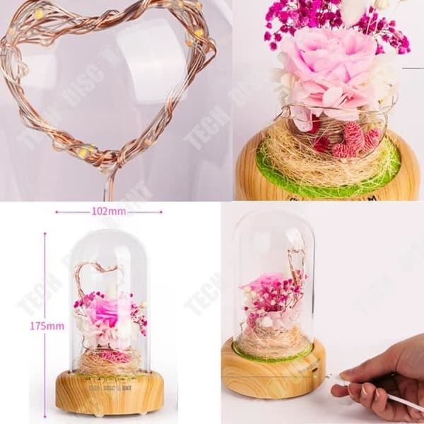 TD® Eternal Flower Gravid klocka Bluetooth LED-dekoration Rose USB Lamp Skrivbord Romantisk presentidé Högtalare Nattljud