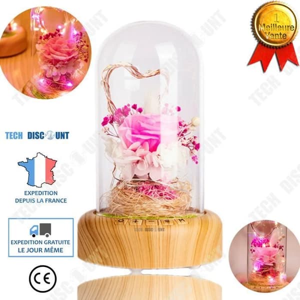 TD® Eternal Flower Gravid klocka Bluetooth LED-dekoration Rose USB Lamp Skrivbord Romantisk presentidé Högtalare Nattljud