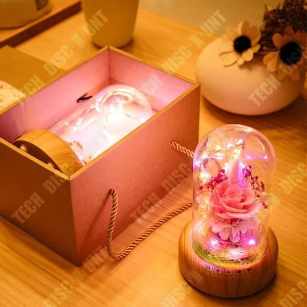 TD® Eternal Flower Gravid klocka Bluetooth LED-dekoration Rose USB Lamp Skrivbord Romantisk presentidé Högtalare Nattljud