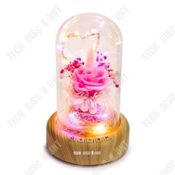 TD® Eternal Flower Gravid klocka Bluetooth LED-dekoration Rose USB Lamp Skrivbord Romantisk presentidé Högtalare Nattljud