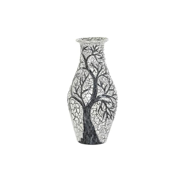 Vas DKD Home Decor Träd Vit Svart Vit/Svart Glas Terrakota n 29 x 29 x 60 cm