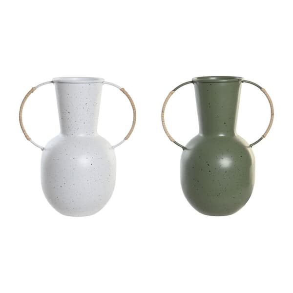 Vas DKD Home Decor 20 x 13 x 24 cm Metall Terrakota n Vit Grön (2 antal)