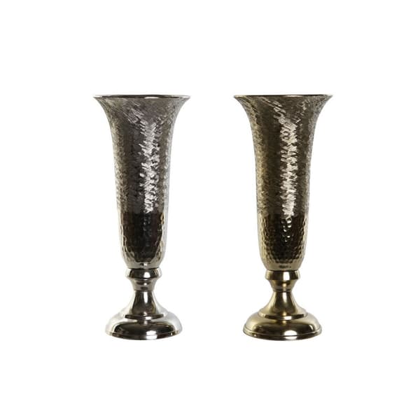 Vas DKD Home Decor Gyllene Silvrig Aluminium 13 x 13 x 33 cm (2 antal)