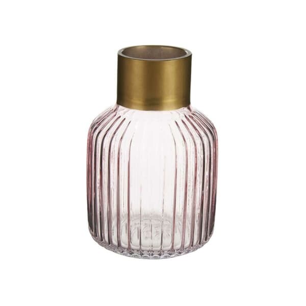 Vas Ränder Rosa Gyllene Glas 12 x 18 x 12 cm (6 antal)