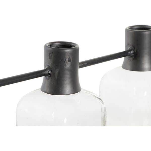 Vas DKD Home Decor Svart Naturell Metall Glas Paulowniaträ 49 x 11 x 27 cm (3 Delar)