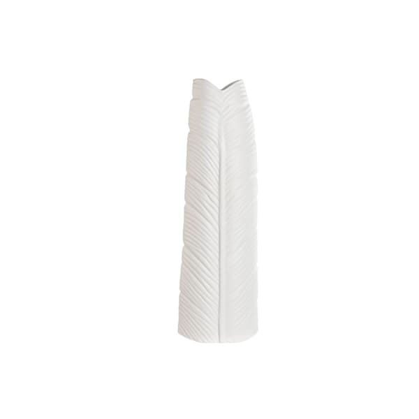 Vas Home ESPRIT Vit Stengods Tropiskt Löv av en växt 33 x 10 x 70 cm