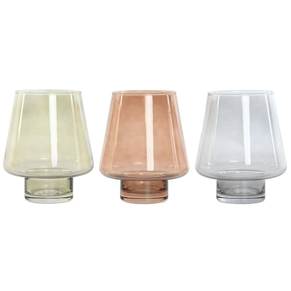 Vas Home ESPRIT Blå Grön Ambra Glas Modern 14,5 x 14,5 x 18 cm (3 antal)