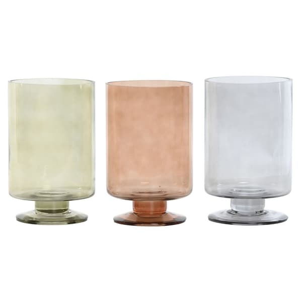 Vas Home ESPRIT Blå Grön Ambra Glas Modern 12,5 x 12,5 x 20 cm (3 antal)