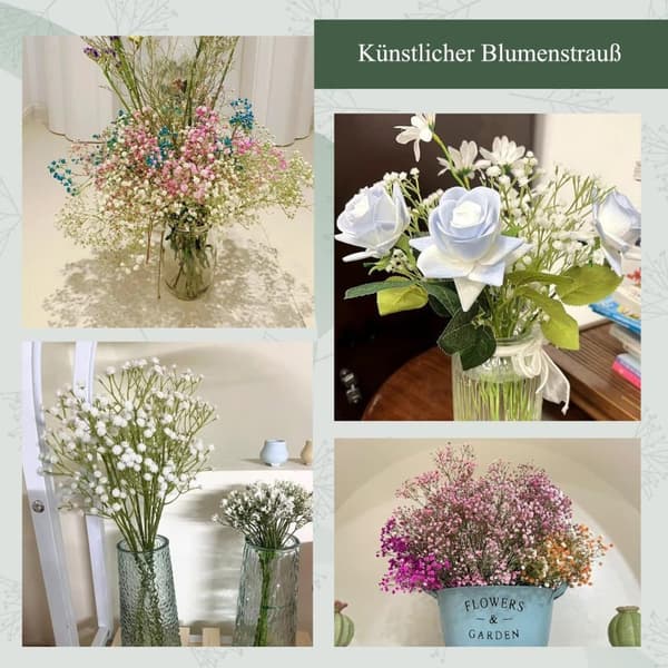 6-pack konstgjorda brudslöjsbuketter, konstgjorda nejlikor, dekorationsblommor, lämpliga för bröllop och heminredning