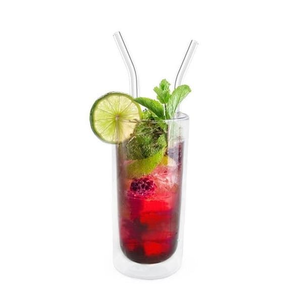 Cocktailstrå i glas och Vin Bouquet borste (x4)
