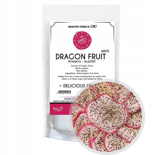 Dragefrugt Skiver Hvid Pitaya, Dragefrugt - 100g