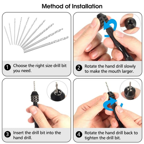 26st Twist Drill Bit Set Hand Drill Tools 25st 0.5-3.0mm Micro Bit Mini Hand Drill Set