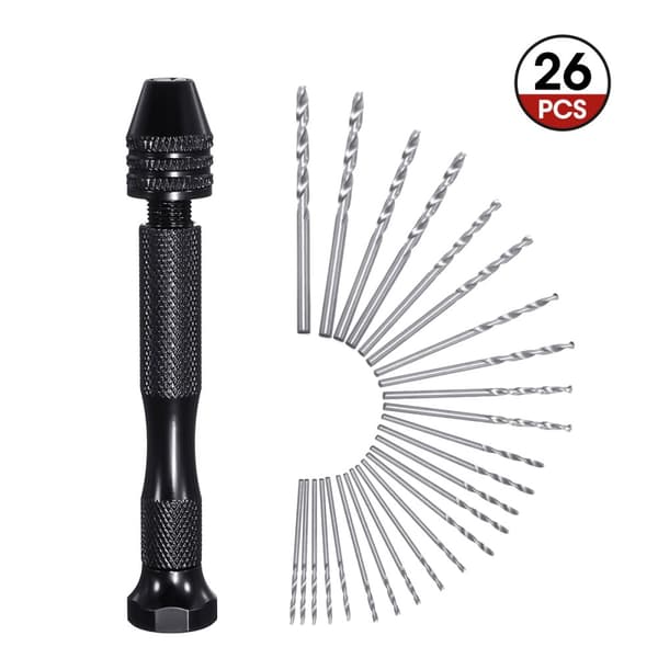 26 stk Twist Drill Bit Set Håndboreværktøj 25 stk 0,5-3,0 mm Micro Bit Mini Håndbor Sæt