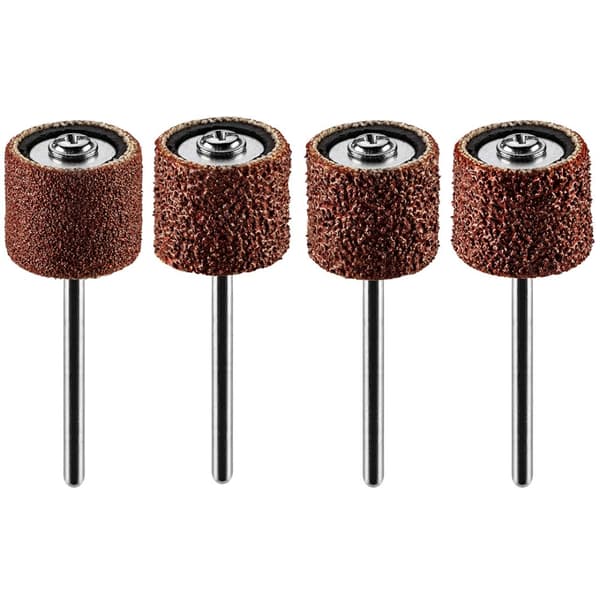 Slibebånd 12,7 mm, K60, K80, K120, K240, sæt med 100 stk., + skaft 3,2 mm, 2 stk.