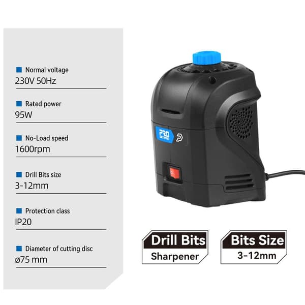 95W 1600RPM hushåll elektrisk borrslipare med kylfunktion, 3-12 mm spiralborrslipare, höghastighets automatisk slipning