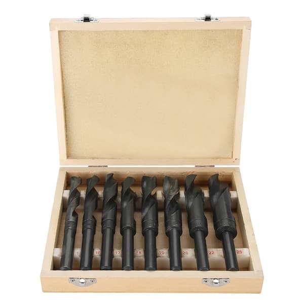 Hög hastighet kolstål borrbits, 14-25 mm storleksområde, 8-delars set,svart