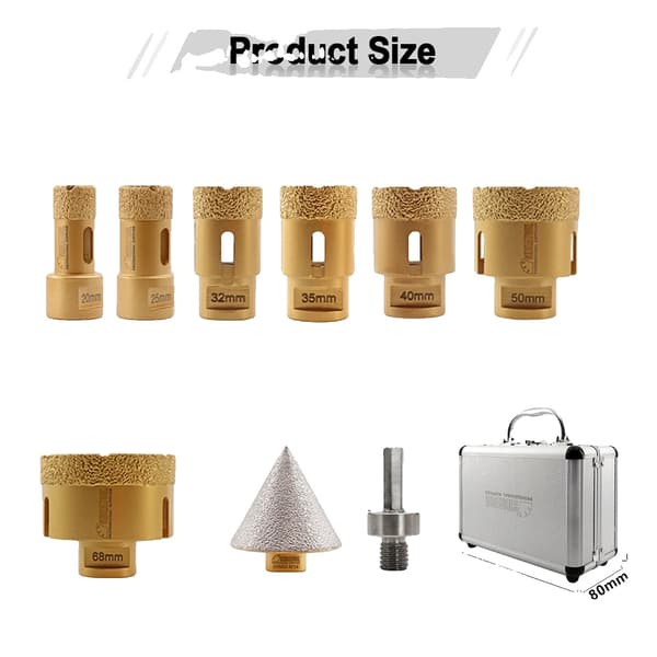 Diamantborrbits-set, olika storlekar,8Pcs, M14 Tråd