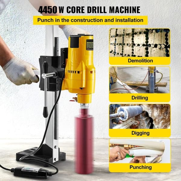 4450W 580RPM 255mm vertikal diamantkärnborrmaskin med 108mm borr, kraftfull motor, med skyddsbrytare, användarvänlig design