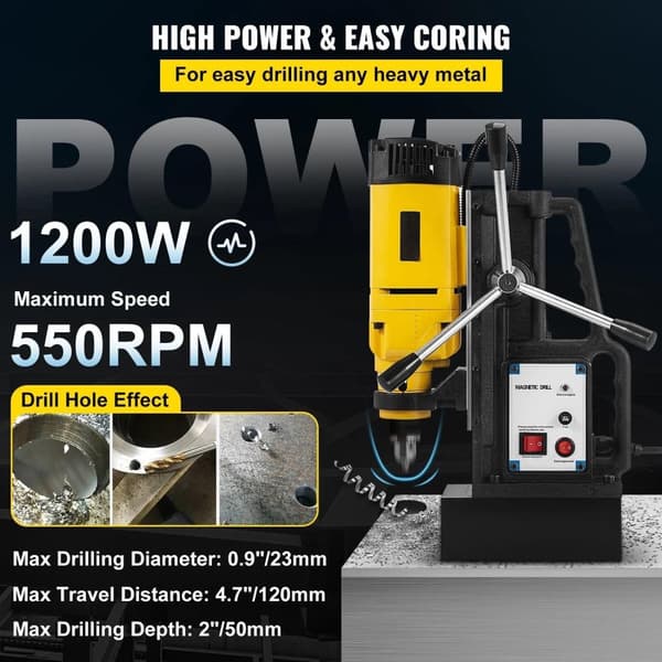 1200W 1-23mm 550RPM 13500N elektrisk magnetisk borrmaskin, med kylsystem