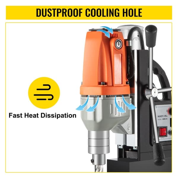 980W 680RPM 10000N magnetisk kraft 50mm elektrisk magnetisk borrpress med tillbehör, genomtänkt design, bra värmeavledning