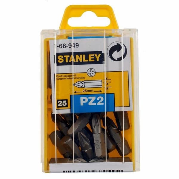 Skruvbits - STANLEY - PZ2 - 25mm - 25 bitar - 1/4'' standard