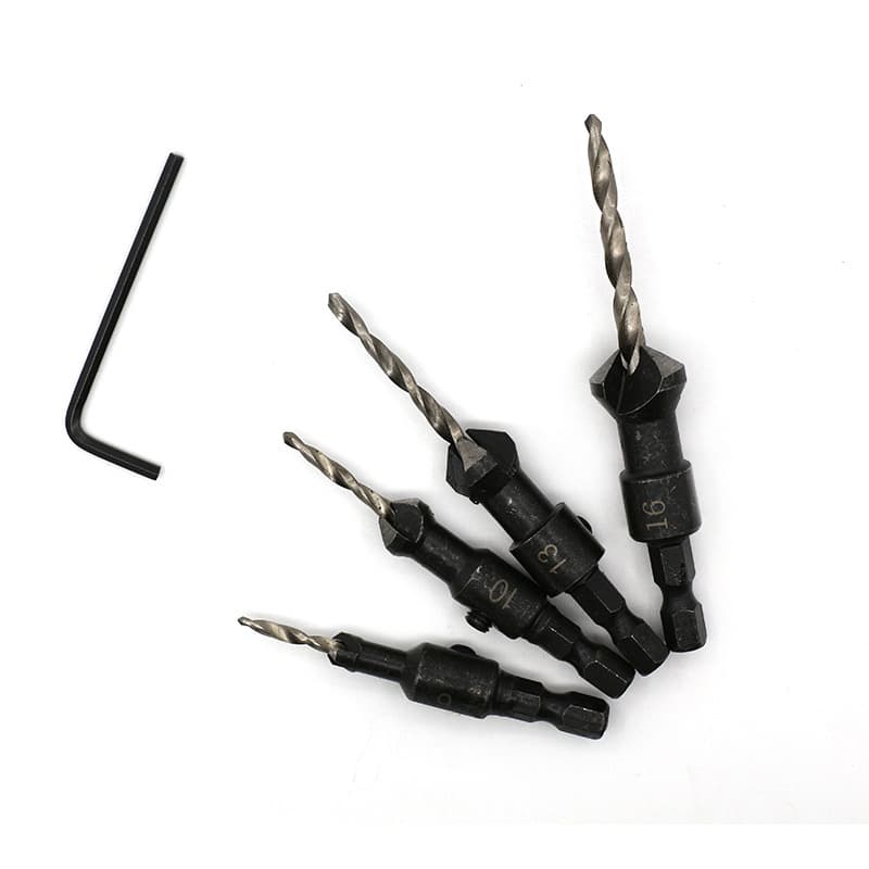 Snickeri försänkt borrsats 5 delar Svart