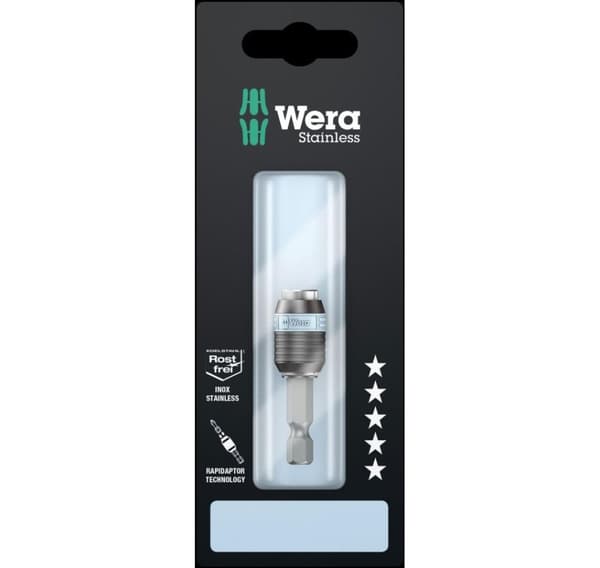 Rapidaptor rustfri 1/4" bitholder WERA, 50mm