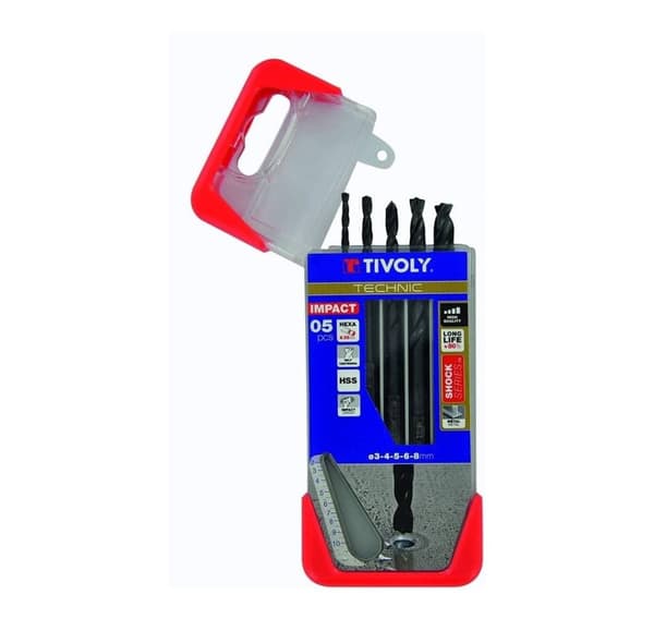 Metalliporasarja HSS 1/4" kuusiovarrella Clipster 5kpl Ø3-8mm