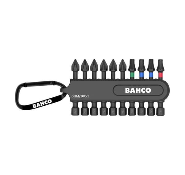 Bitssett Impact 10stk i holder, med karabinkrok. 50 mm PH, PZ, TORX