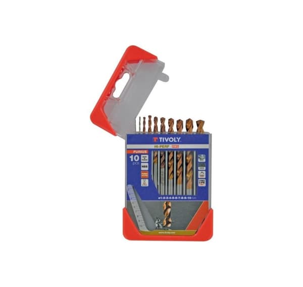 Metalboresæt Tivoly FURIUS HSS Clipster PRO 10stk Ø1-10mm