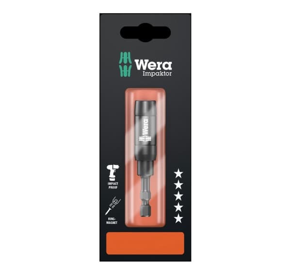 Wera 897/4 Impaktor 1/4" bitsholder med magnet og holderring, 75mm