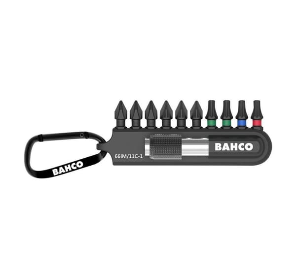 Bitssett Impact 11stk i holder, med karabinkrok. 25mm PH, PZ, TORX + bitsholder
