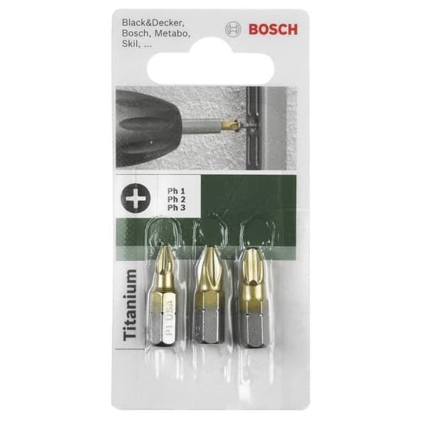 Bosch tillbehör 2609255965 Phillips bit PH 1, PH 2, PH 3 Form: C 6,3 3 st (s)