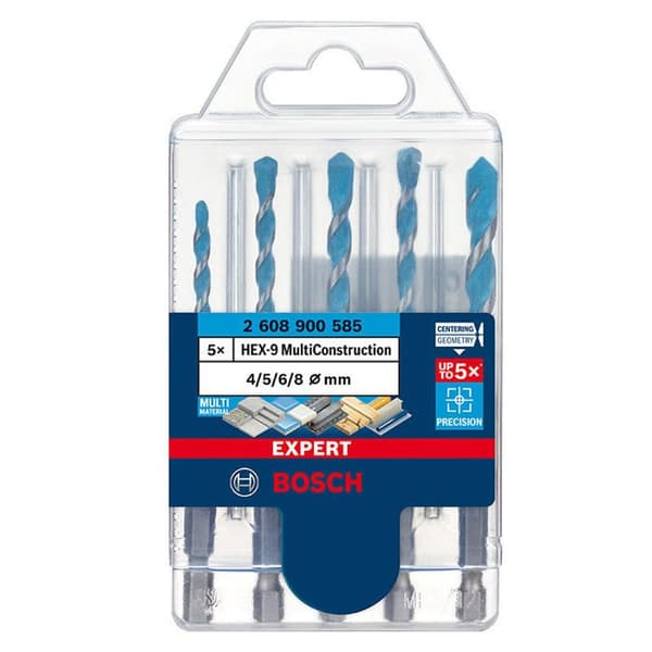 Låda med 5 MultiConstruction HEX-9 Expertborr 4 / 5 / 6 / 8 mm - BOSCH EXPERT - 2608900585