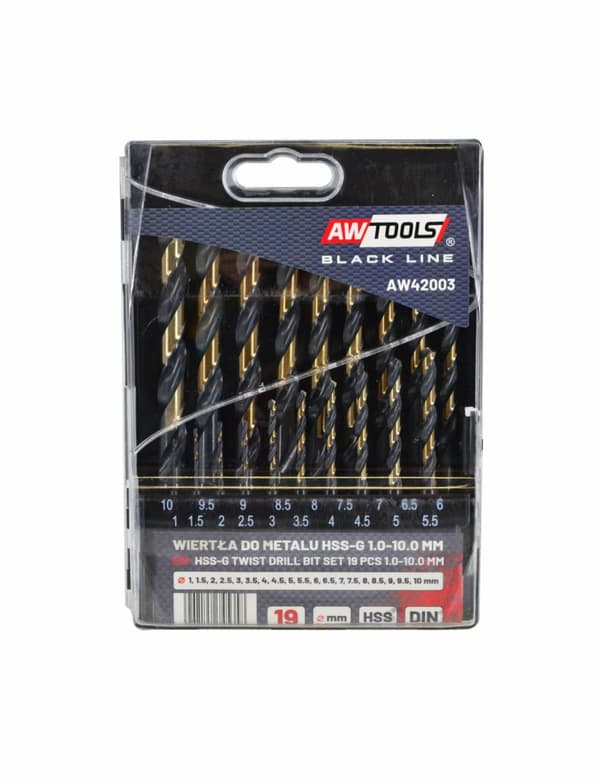 AWTOOLS METAL HSS M2 BOREBORESÆT 19 stk. /1,0-10,0mm/ PREMIUM