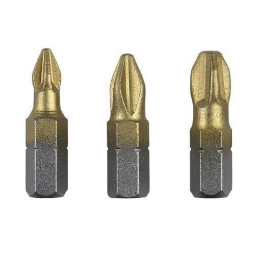 Bosch 2609255968 Set med 3 korta skruvmejselbitar titankvalitet PZ1 + PZ2 + PZ3
