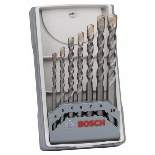 Betongborr - BOSCH - 7-delat set - Cylindriskt skaft - Rostfritt stål
