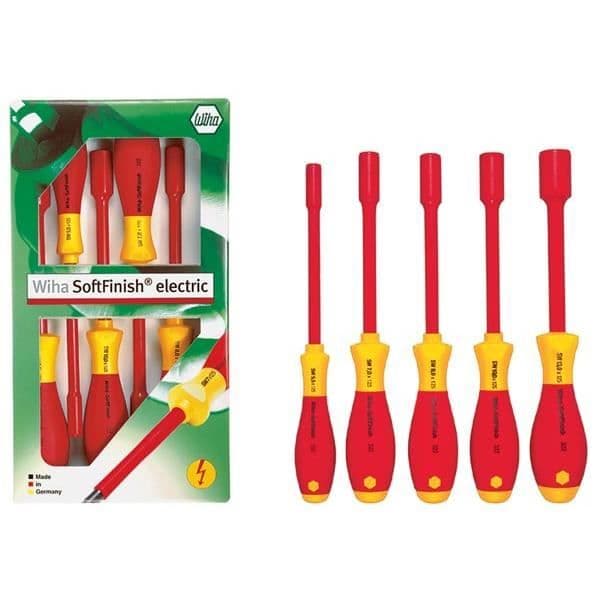 Hylsskruvmejselsats - Wiha - Softfinish® Electric - 5 delar - 6 punkter - Stål och plast