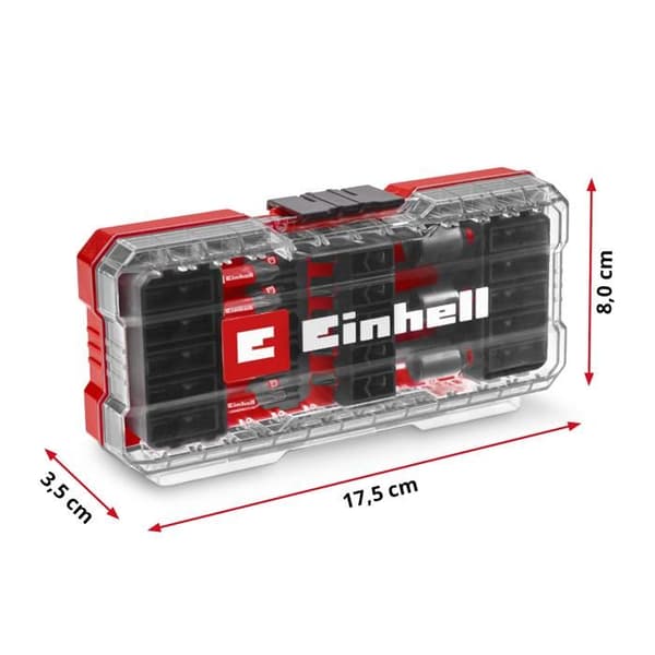 Einhell S-CASE Set med 28 stötsäkra bits (25 mm bits, 50 mm bits, 60 mm bitsfäste, hylsor)
